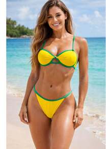 Half-Cup Bikini With Underwire, Two-Tone Women's Bikini, Bikini With Adjustable Straps, Bikini With Adjustable Bottoms, Elegant Women's Bikini, Bikini With Support, Bikini With Underwire And Support, Half-Cup Bikini With Padding, Modern Two-Tone Bikini, Bikini With Unique Design, Comfortable And Adjustable Bikini, Sexy Women's Bikini, Bikini With Two-Tone Detail, Bikini For The Beach, Bikini For The Pool, Summer Bikini, Bikini For Vacation, Bikini For Resort, Bikini For Travel, Beach And Pool Bikini, Two-Tone Half-Cup Bikini With Underwire And Adjustable Straps, Adjustable Bikini With Adjustable Bottoms, Women's Bikini With Support And Style, Modern Bikini For Beach And Pool, Sexy Bikini With Padding And Underwire For Summer, Half-Cup Bikini, Two-Tone Bikini, Bikini With Underwire, Bikini With Padding, Adjustable Bikini, Bikini With Adjustable Straps, Bikini With Adjustable Bottoms, Women's Bikini, Sexy Bikini, Fashion Bikini, Elegant Bikini, Modern Bikini, Blue Bikini - 黃色 - 查看 2