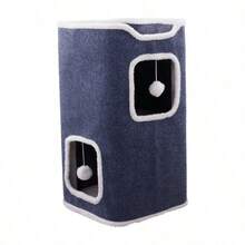 Cat Barrel Kitten Tree Tower Sisal Scratch Post Cosy Climbing Platform Grey Cat Cave & Beds - Multifunctional Cat House With Ball, Cat Condo