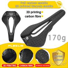 plselis 1pc Black Carbon Fiber Bicycle Saddle, 250mm Length X 140mm Width, 3D Printed Soft Gel Surface With Carbon Fiber Shell And Carbon Fiber Rails, Honeycomb Design Ultra-Light 170g, Suitable For Road & Mountain Bikes, Unisex - Black - View 2