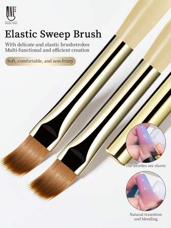 RS NAIL RSNAIL Ombre Nail Art Brush With Golden Brass Cap Wider&Soft Bristles Gradient Brush Comfortable Acrylic Handle Easy To Operate Smooth Durable Material Manicure Gel Nail Painting Brush DIY Tool Perfect For Beginners&Professionals Nail Supplies