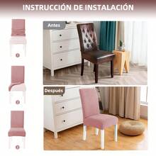 6 Pzas cubiertas de silla resistentes a salpicaduras en unicolor,Elástica Protectora De Silla Comedor Removible.cubierta moderna para silla de comedor de poliéster elástico, La cubierta de la silla es adecuada para la mayoría de las sillas, y la tela de alta elasticidad puede adaptarse a su silla muy bien y hacer que su silla se vea más fresca.  La cubierta de la silla de comedor puede transformar su vieja silla en una nueva, actualizar su decoración interior, extender la vida útil de la silla y ahorrar su dinero. Las fundas decorativas para sillas se pueden utilizar en salones, banquetes de boda, hoteles, conferencias, celebraciones, ceremonias, restaurantes, etc.todas las estaciones. - Rosa Rosa - Ver 7