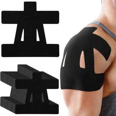 Kinesiology Tape Shoulder Pain Relief Pre Cut Sports Waterproof Breathable Enhance Elastic Kinesiology Athletic Tape Shoulder Support And Muscle Sports(Black)