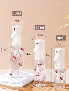 Cherry Bow Tie Pattern Clear PET Refillable Travel Spray Bottle, Multi-Purpose Fine Mist Spray Bottle For Travel And Business Trip,Makeup Remover Dispenser, Reusable Hair Spray Bottle, Continuous Water Mister, For Hair Styling, Cleaning, Plants, Facial Moisturizing