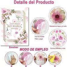 Set de 60 Pegatinas de Pared con Diseño de Flores en Acuarela Rosas, Autoadhesivas y Removibles, Ideales para Decorar Habitaciones, Aulas, Bodas o Fiestas - como se muestra en la figura - Ver 8
