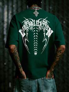 Áo thun nam tay ngắn in họa tiết Krometka, kiểu dáng thường ngày, đa năng, thích hợp cho mùa xuân/hè. - Màu xanh lá cây đậm - Xem 2