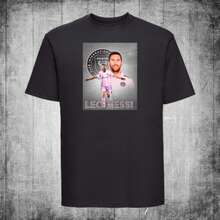 Inter Miamis Leo For Lionel Messis Fans 2023 Argentina Tshirt - Black - View 1