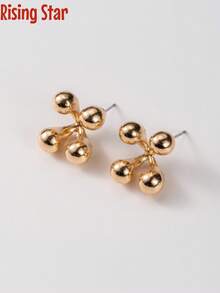 2 Pairs Of 4-Piece European And American Minimalist Order Ball Design, Round Bead Geometric Shape Earrings, Women's Versatile And Compact Earrings, Daily Commuting Temperament Earrings - 2 Pairs Of Small Ball Earrings - View 5