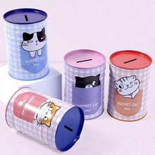 1pc Extra Large European & American Style Round Piggy Bank, Cartoon Design High Capacity Coin Storage Box, USD, EUR, AUD, KRW, CAD Personalized Graffiti Money Jar, SAR, TMT, EGP, CHF Big Drum Shape Coin Bank, Graffiti Oil Drum Decor (Random Size) - Multicolor - View 17