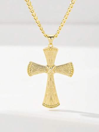 1件经典欧美风格铜镶嵌锆石耶稣十字架吊坠项链，限量版“守护之光”，适合圣诞节、感恩节、万圣节、母亲节、情人节，也可作为情侣、朋友、教会成员、初领圣体、日常佩戴和祈祷的礼物。