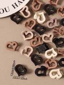 10pcs Minimalist Coffee Color Heart Shaped Hair Clips, Side Clips, Bangs Clips, Hair Styling Clips, Suitable For Women And Girls, Fashionable, Cute & Simple, Collegiate Style, Women Hair Accessories Women Claw Clip Elegant Hair Claw - Multicolor - View 1