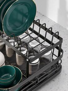1 件装碗碟沥水架 - 节省空间的厨房收纳架，双层置物架，带餐具架和杯钩，紧凑型碗碟沥水架，适用于小型厨房，防锈设计，适合现代家居，厨房收纳整理两用。 - 彩色 - 查看 10