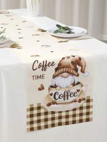 1pc Brown Gnome Table Runner,Gnome Design Table Cloth,Festive Dining Table Cover,Decor For Home,Holiday Decoration For Kitchen , Dining Decor Table Runner,Valentine's Day Decor,Holiday Gift - Coffee Doll - View 5
