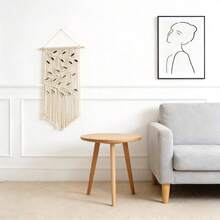 1件套手工编织壁挂，创意装饰花卉挂毯，波西米亚风流苏叶子墙饰，纤维艺术品，适用于客厅卧室背景墙 - 如圖 - 查看 4