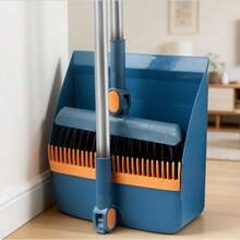 180 Degree Rotatable Broom And Dustpan Set, Suitable For Home Kitchens And Offices - Blue - View 1