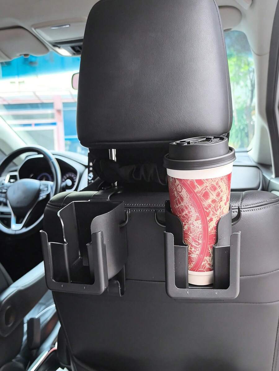 2pcs/Set (Multifunctional Cup Holder + Multifunctional Hook) Multifunctional Backseat Organizer Bag With Cup Holder, Phone Holder And Hook - Fits Most Vehicles, Can Hold Water Bottles, Beverage Bags, Trash Bags And Cups, Convenient Storage, Backseat Cup Holder, Organizer - Multicolor - View 1