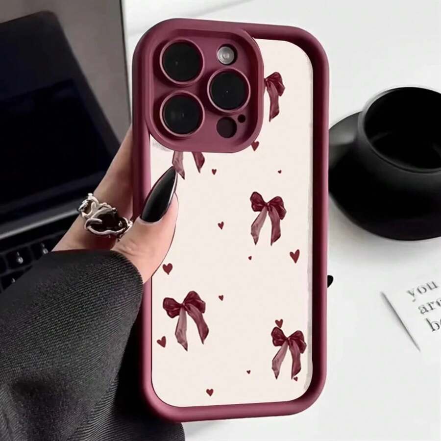 Wine Red Bow Heart Art Pattern Phone Case For Galaxy S25 S24 S23 S22 S21 Ultra Plus S20 FE A55 A54 A35 A15 Soft Cover. Holiday Phone Accessories. 17 Pro Max Case Minimalist New Style Holiday Gift Valentine's Day Gifts Valentine's Day Stitch Ldeal Holiday Present 16 Case 14 Case Clear Phone Case Waterproof Anti-Fall Scratch Resistant 15 Case Phone Cases  Case Custom Phone Case 17 Pro Case - 3 - 查看 1
