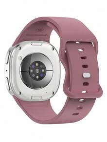 Conjunto de 2 en 1 de correa de reloj de silicona suave + funda protectora, compatible con Samsung Galaxy Watch4 de 40 mm/44 mm. Correa de reloj de silicona cómoda con hebilla de remache, combinada con una funda protectora a prueba de golpes y resistente a los arañazos de PC y un protector de pantalla de vidrio templado. Tacto sensible, adecuado para hombres y mujeres. - Correa de color morado ahumado con caja de oro rosa - Ver 3