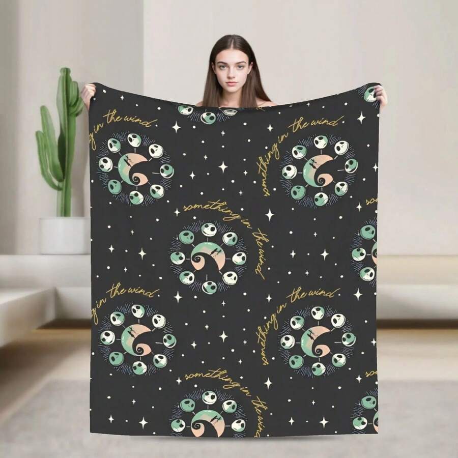 Nightmare Before Christmas Jack Cartoon Super Warm Blanket Camping Plush Bedding Throws Chair Flannel Bedspread Sofa Bed Cover - Black - View 1