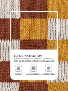 1/5 Pairs Unisex Couple Checkerboard Checkerboard Pattern Artistic Design Combed Cotton Breathable Mid-Calf Socks, Suitable For Travel, Home, Office, Holiday Gifts - Multicolor - View 3