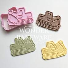 Cortadores de Biscoito de Transporte Fofos, Moldes de Biscoito em Forma de Carro de Desenho Animado e Escavadeira, Molde de Biscoito Pressionável, Carimbo de Biscoito, Utensílios de Cozinha para Assar e Pastelaria - Mofo - Visão 4