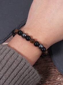 YAUKIA Brățară cu triplă protecție, ochi de tigru, hematit și turmalină neagră, brățară cu mărgele de 8 mm, echilibru vindecător pentru femei și bărbați - Multicolor - Vizualizare 6