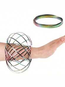 1pc Flow Ring Spinner Ring Arm Toy,Magic Ring Toy Flow Rings Kinetic Spring Bracelet,3D Kinetic Flow Rings Arm Slinky Arm Spinner Toy Mystical Flow Rings,Multi-Sensory Interactive Cool Party Dance Prop(Some Parts Are Sent Random) - Multicolor - View 4