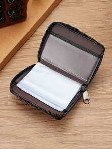 1pc Soft Leather Men's 20-Card Capacity Anti-Magnetic Multi-Card Slim Wallet, Anti-Theft, Large Capacity For Bank Cards - Black - View 4