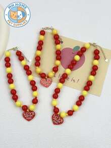 1 Piece Cute Romantic Valentine's Day Pet Cat And Dog Necklace Adjustable Cat Necklace Red Heart Beaded Dog Jewelry Heart Pendant Neck Strap Accessories Cat And Dog Jewelry, Pet Clothing Decoration Dogs Kitten Collar Pet Collar Kitty Collar Cartoon Cat Collar Pet Gifts Photo Shoot Prop Cute Pet Necklace Dog Necklace Puppy Necklace Doggy Necklace - Multicolor - View 10