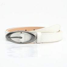 New Oval Ancient Silver Alloy Buckle Belt For Women's Fashionable Personality Casual Versatile Jeans Decorative Belt - 咖啡 - 查看 8