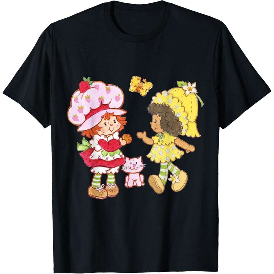 Strawberrys Shortcake & Orange Blossom Cookie Vintage T-Shirt - 黑色 - 查看 1