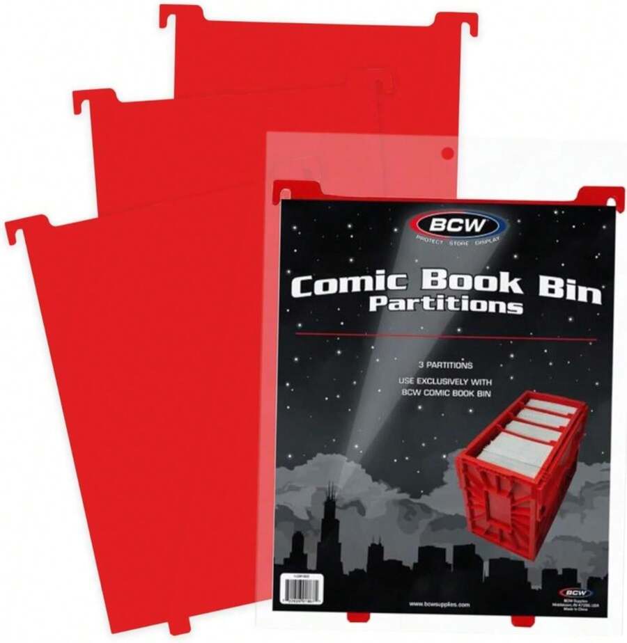 BCW Comic Bin Partitions, Black, 3 Pack, Exclusive Organizer For Short And Long Comic Book Bins | Notched Tabbed, And Structurally Supportive Dividers - ColorD - 查看 1