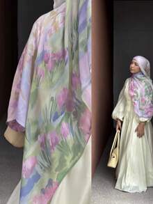 1 chiếc khăn trùm đầu Hijab thời trang nữ phong cách Bohemian in họa tiết màu nước, mềm mại và thân thiện với da, phù hợp cho hoạt động ngoài trời và sử dụng hàng ngày, có thể phối cùng trang phục có mạng che mặt, thoáng khí cho mọi mùa. - Nhiều màu - Xem 7