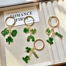 1 pièce Porte-clés pendentif de trèfle de style naturel vert, porte-clés chaîne de lettre feuille créative, comprend le pendentif, petit cadeau de la Saint-Patrick, pour camarades de classe, amis, famille, Saint-Valentin, anniversaire, accessoire de porte-clés pour tenue de fête - Multicolore - Voir 7