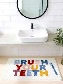 1pc Colorful Letter Plush Bathroom Mat, Lovely Carpet, Bathroom Rug, Doormat, Small Rug, Carpet, Mat, Home Decor, Area Rug, Outdoor Mat, Bedroom Carpet, Washable Rug - Multicolor - View 4