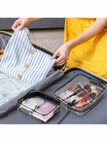 Large Transparent Makeup Bag, Toiletry Bag, Building Block Storage Bag, Waterproof Transparent Handbag, Travel Supplies, Dorm Supplies, Back To School Supplies, Holiday Supplies, Women's Toiletry Bag