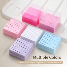 40/49 Hole Nail Drill Bit Storage Box, Dust-Proof Nail Drill Bit Base, Nail Drill Bit Display Rack, Cleaning Box, Salon Manicure Tool - Multicolor - View 9