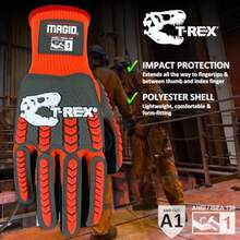 CYPNMagid Glove and Safety T-REX - Guantes resistentes a los impactos 9/L 1 par resistentes a las perforaciones guantes de trabajo resistentes con agarre carcasa naranja TPR gris agarre de nitriloFashion - 224425808 - Ver 3