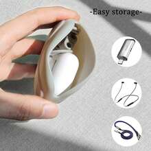 1个硅胶耳机收纳盒，数据线收纳盒，便携式有线耳机收纳盒，适用于手机配件 - 彩色 - 查看 4