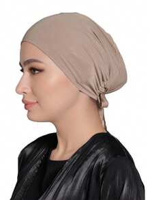 1pc/2pcs/3pcs Women's Elastic Tie-Back Solid Color Basic Hijab Caps, Modal Hijab Caps, Adjustable Jersey Wraps,Suitable Hijabi - Multicolor - View 7