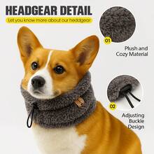 Warm And Noise-Canceling Earmuffs, Pet-Soothing And Stress-Relieving Headbands, Plush And Frost-Proof Dog Ear Caps, Double-Layered Thickened Dog Scarves And Neck Warmers - Dark Grey - View 3