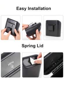 Kosz na śmieci do samochodu z pokrywą, szczelna konstrukcja, możliwość przechowywania chusteczek, obierków i innych śmieci, wielofunkcyjny kosz na śmieci do samochodu, łatwy do czyszczenia i demontażu, odpowiedni na przednie i tylne siedzenia, do biura i domu, odpowiedni zarówno dla mężczyzn, jak i kobiet, idealny wybór do organizacji samochodu i doskonały dodatek do wnętrza. - Czarne - Zobacz 11