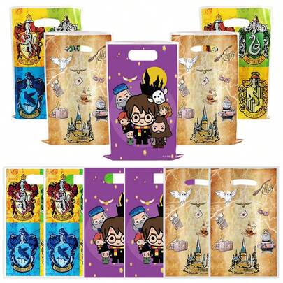 10pcs Harry Potter Party Gift Bags, Cartoon Candy Packaging Bags, Trophy Bags, Birthday Decorations