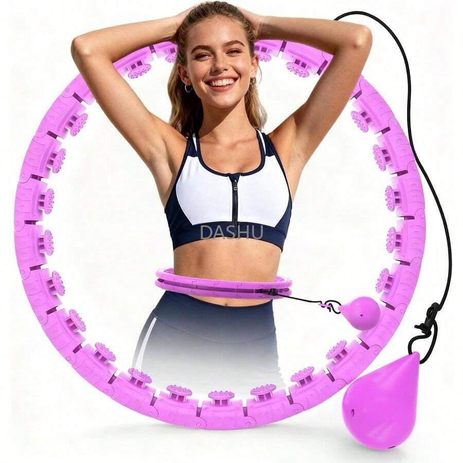 con Peso para Pérdida de Peso, Aro Fitness Infinito de 26 Eslabones (56 Pulgadas), Ideal para Mujeres Adultas - Morado - Ver 1