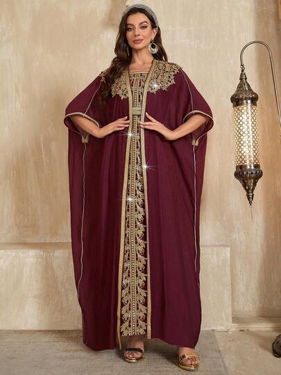 Women's Solid Color Square Neck Elegant Dress With Ribbon, Bead, Lace Decor, Patch Details, Paired With Cardigan, Versatile For Daily Wear And Occasions, Graceful & Soft