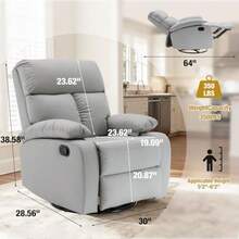 Swivel Rocker Recliner Rocking Chair Nursery Small Rocker Recliners For Small Spaces Living Room Bedroom Nursery RV Light Grey - Màu Xám nhạt - Xem 3