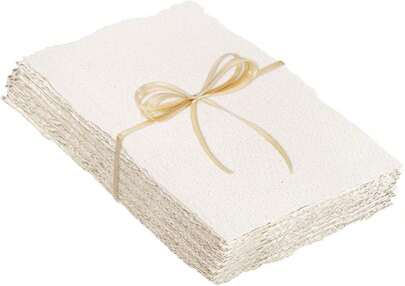 Prudiut 25 Sheets Cotton Watercolor Paper, 300 GSM, 4 X 6 Inch, White, Textured, Deckled Edge, Ideal For Watercolors, Wedding Invitations, Cards, Crafts