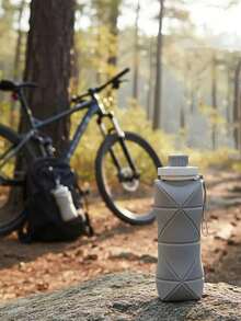 1pc 600ml Folding Sports Water Bottle For Women Men Portable Silicone Cup Reusable Drinking Bottle Outdoor Fitness Gym Travel Camping Hiking Trekking Office School Supplies - 灰色 - 查看 5
