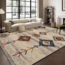 1pc Geometric Diamond Pattern Rug. Velvet Fabric, Approx. 850g, 0.6cm Thick. Durable, Anti-Slip, Easy To Clean. Available In Multiple Sizes. Suitable For Kitchen, Living Room, Dining Room, Bedroom, Balcony, Bathroom, Study, And More. An Ideal Home Decor Choice. - Multicolor - View 5