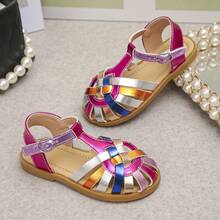 儿童彩虹编织金属凉鞋，带踝带 - 非常适合复活节和儿童生日派对 - 彩色 - 查看 14