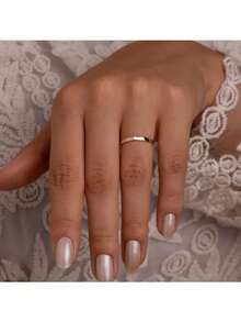 Pair Of 2mm Straight Wedding Bands Plus Solitaire Ring In Gold-Plated Stainless Steel For Weddings/Dating/Engagements/Commitments - Vàng - Xem 2